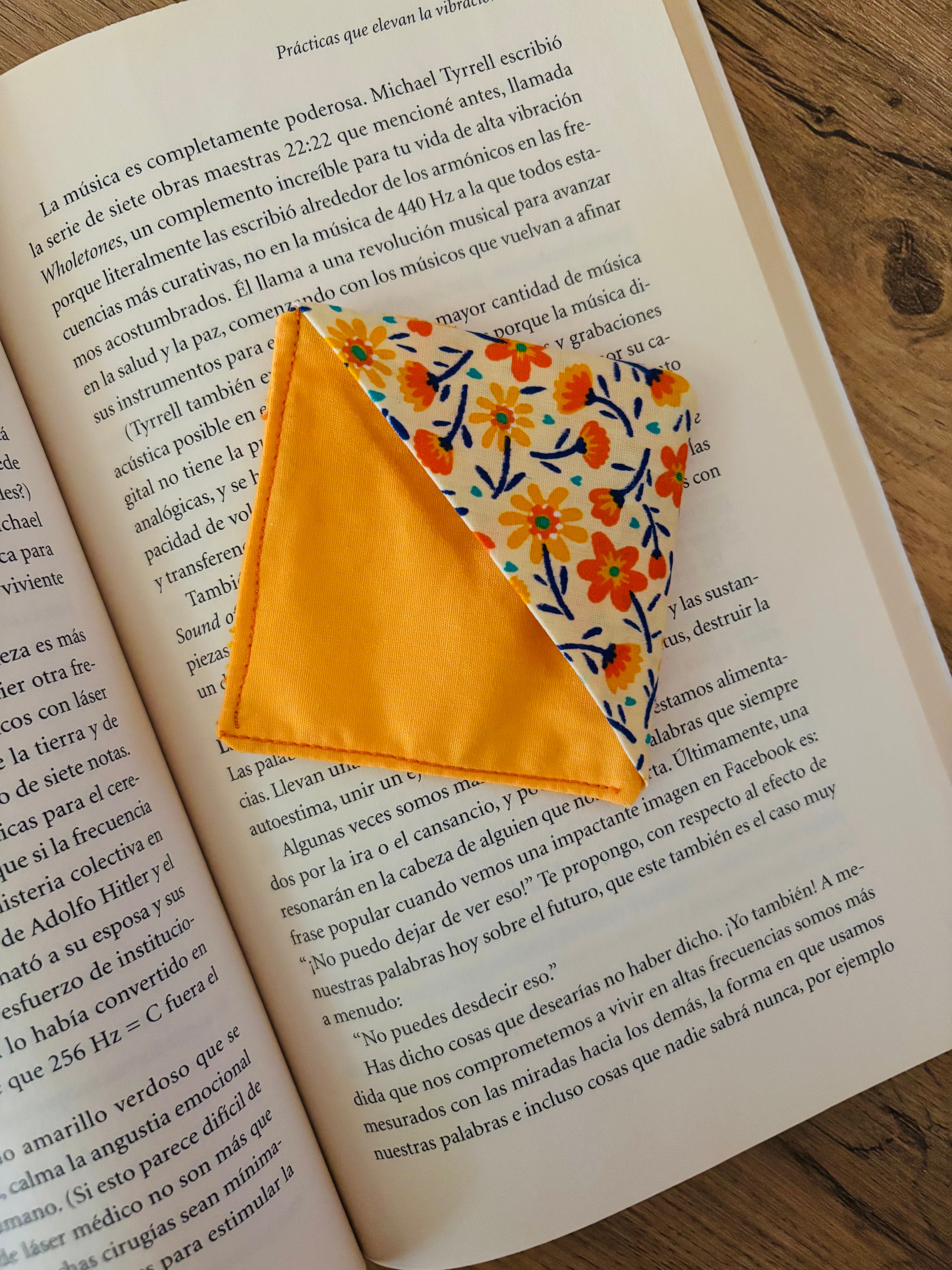 Floral Autumn Corner Bookmark | Handmade Fabric Page Marker